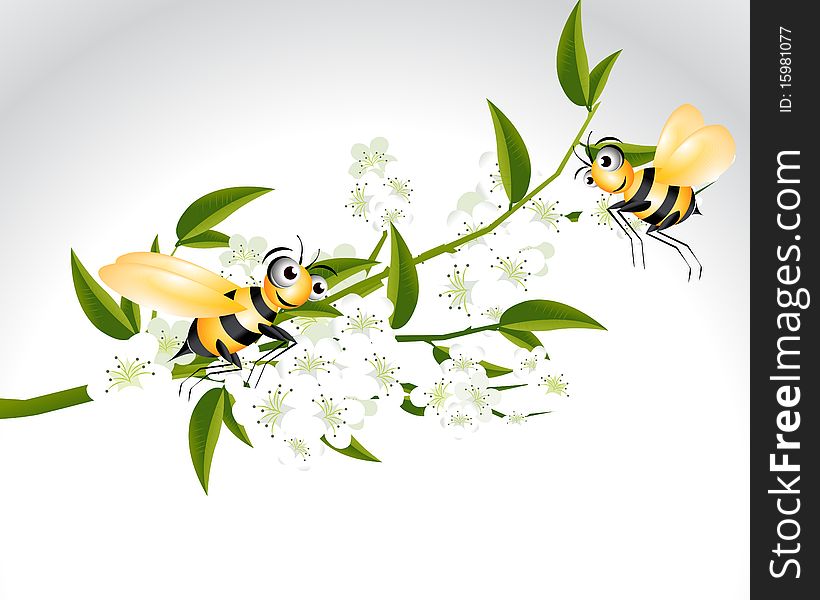 Happy Bee Character, cartoon Illustration.