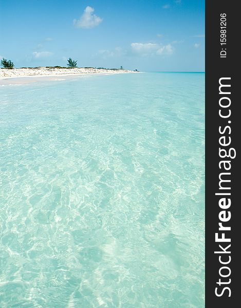 Caribbean beach with crystal-clear water