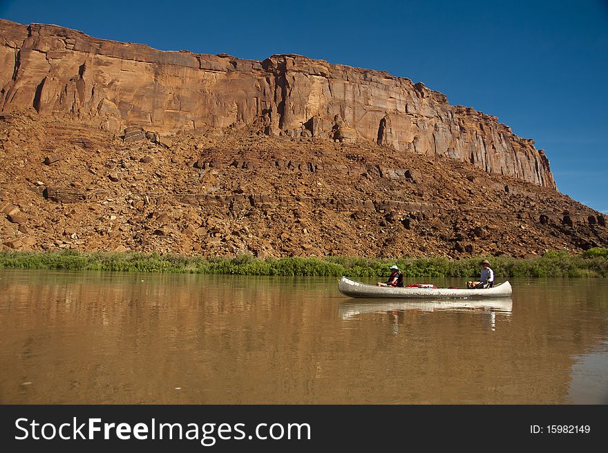 Mother And Daughter In A Canoe