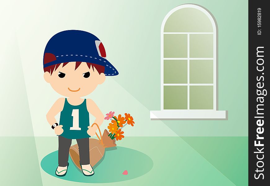 Boy And  Flowers-2