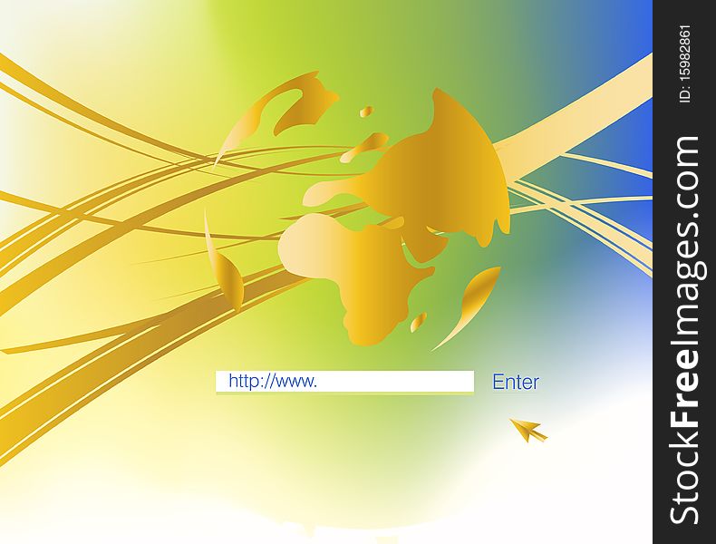 Abstract and Business Background with globe map and wavy lines.