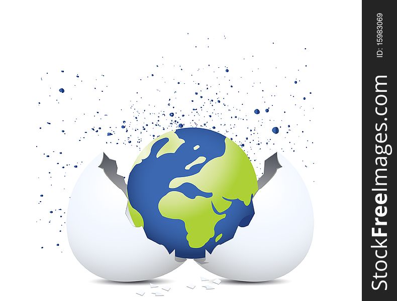 Green globe out of egg shell. Green globe out of egg shell.