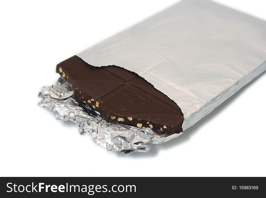 Chocolate bar in tin foil