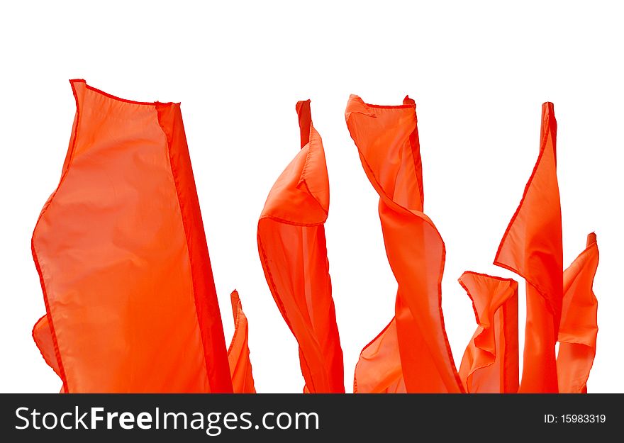 Red Flag Fluttering On A Wind Isolated