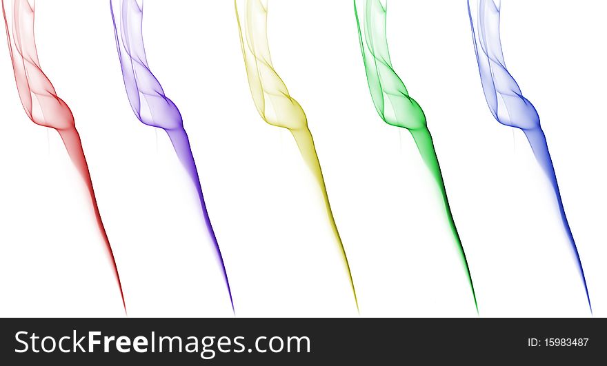 A colorful and abstract smoke, isolated in white b