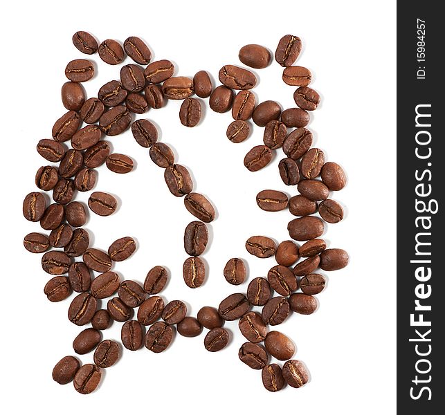 Coffee seeds scattered in clock shape. Coffee seeds scattered in clock shape.