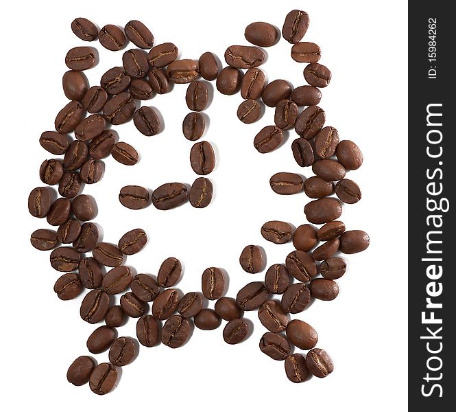 Coffee seeds scattered in clock shape. Coffee seeds scattered in clock shape.