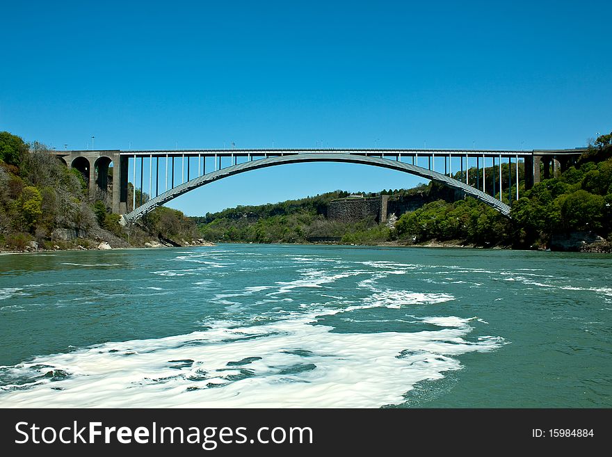 The picture of bridge at Niagara. The picture was made from Canadien side. The picture of bridge at Niagara. The picture was made from Canadien side.