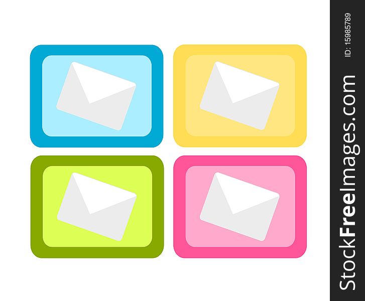 Set of four colorful mail icons