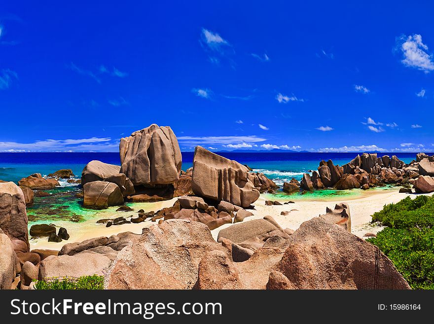 Tropical beach at Seychelles - nature background