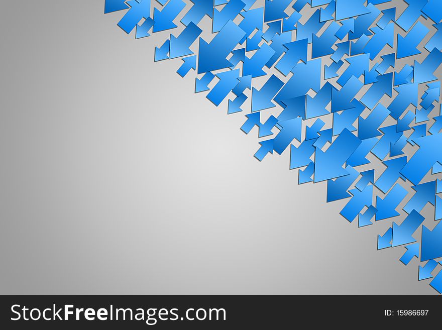 Abstract background with blue arrows on gray back