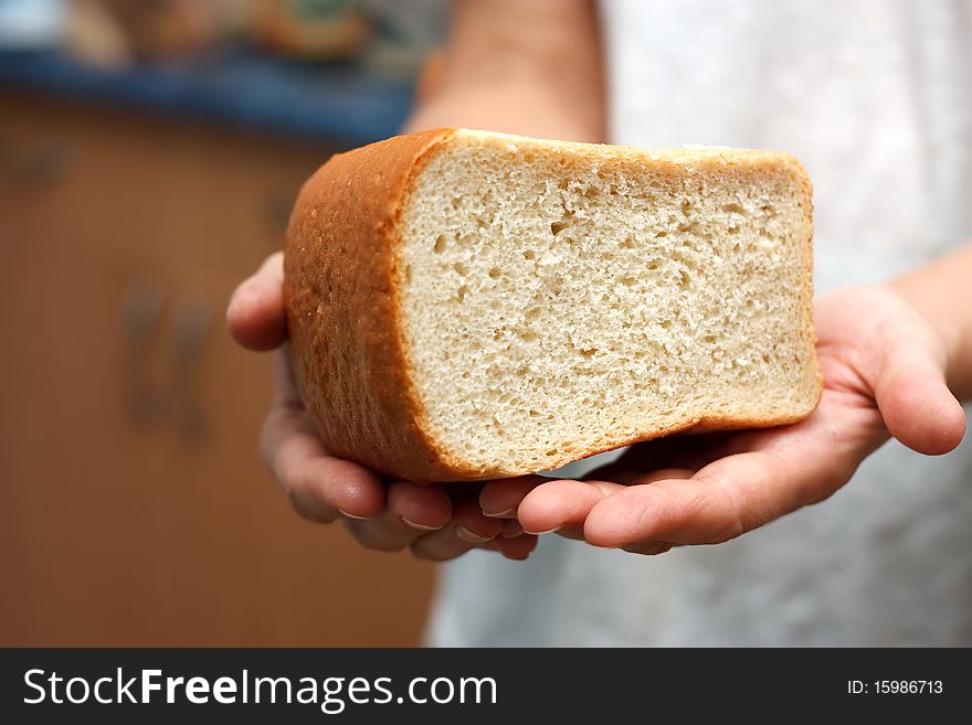 The bread in two hands. The bread in two hands.