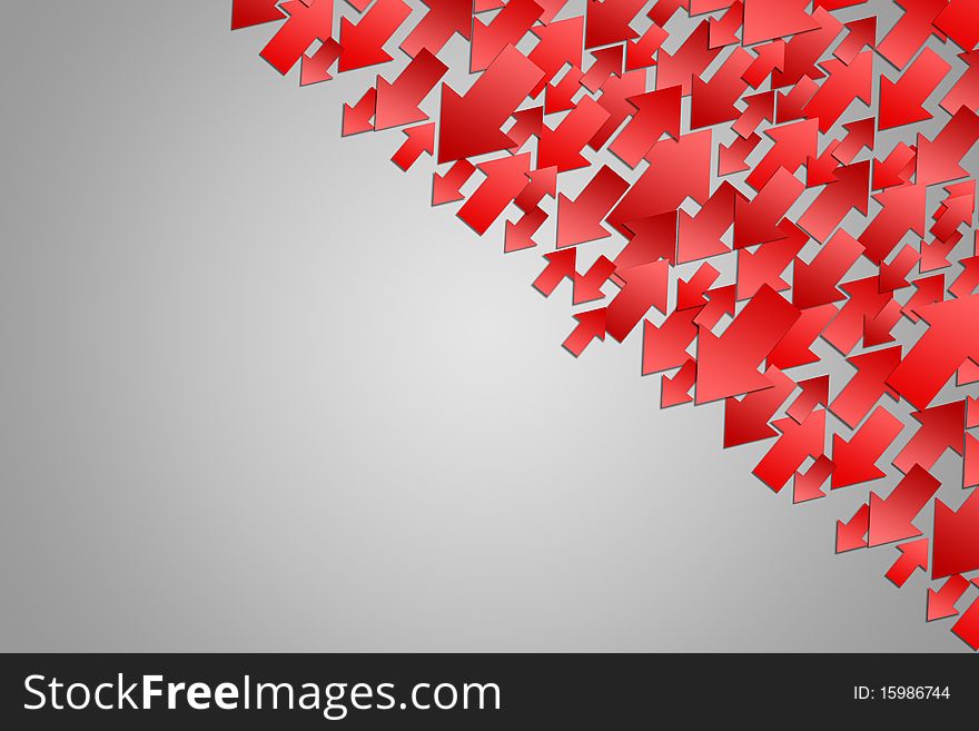 Abstract background with red arrows on gray back