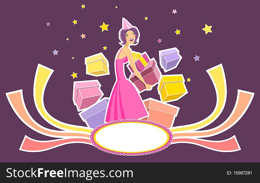 The young happy woman with gifts in hands. The young happy woman with gifts in hands