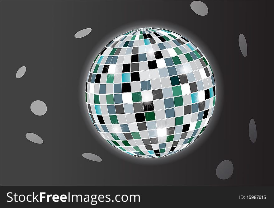 Disco ball on gray background vector illustration. Disco ball on gray background vector illustration