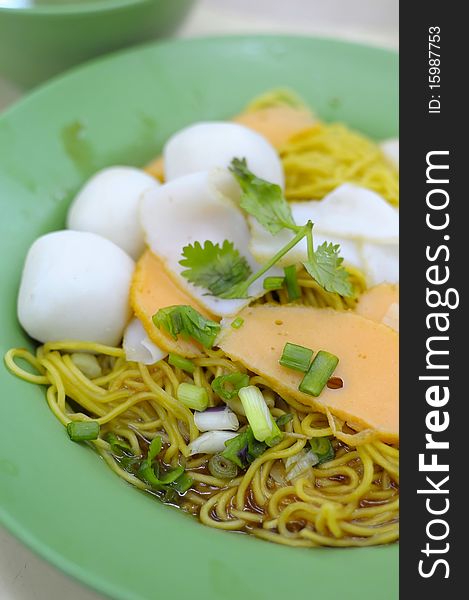 Asian style fishball noodles commonly consumed by locals. Suitable for concepts such as food and beverage, and travel and cuisine.