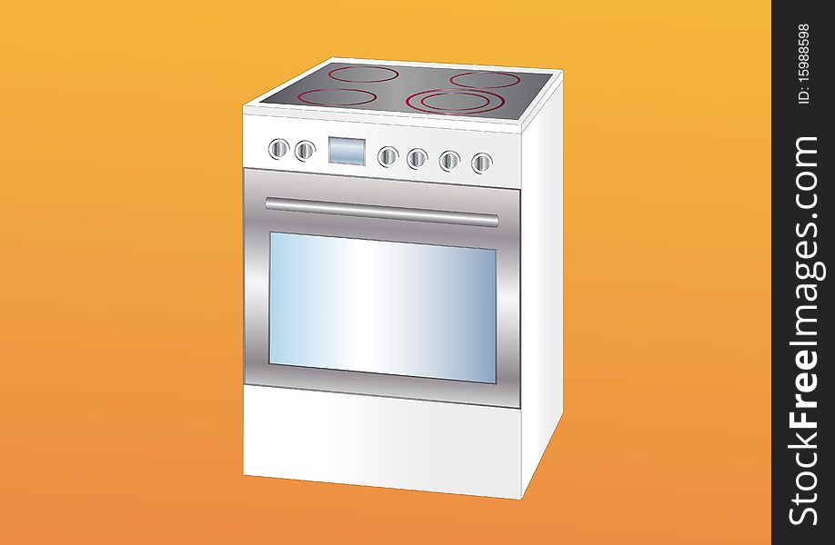 Modern cooker on light orange background