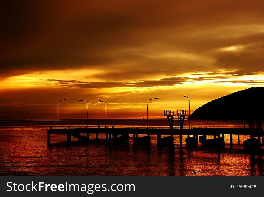 This photo is Sun Set at Royal Thai Navy Academy Chonburi Thailand