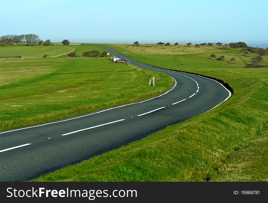 A road curve along ocean coast