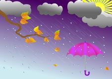 Umbrella In The Rain. Vector Illustration. Stock Image Umbrella In The Rain. Vector Illustration. Stock Image