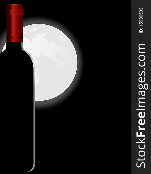 Vector illustration of a moonlighted glass bottle