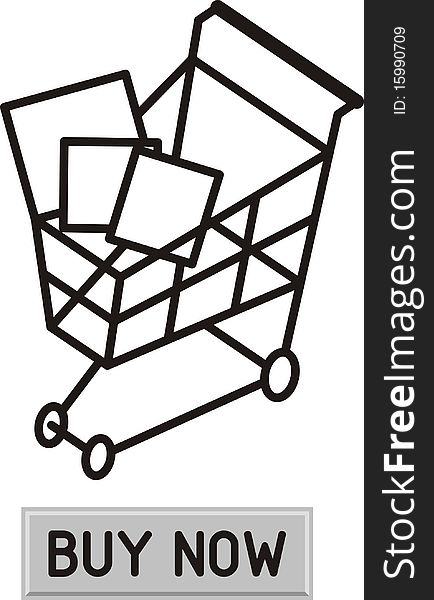 An illustration of black and white supermarket basket on white. An illustration of black and white supermarket basket on white