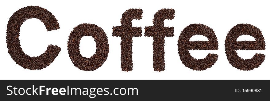 Caffee sign from coffee beans