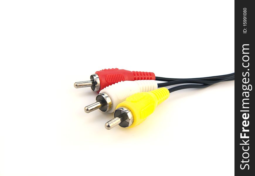 Isolated AV cable on the white background.
