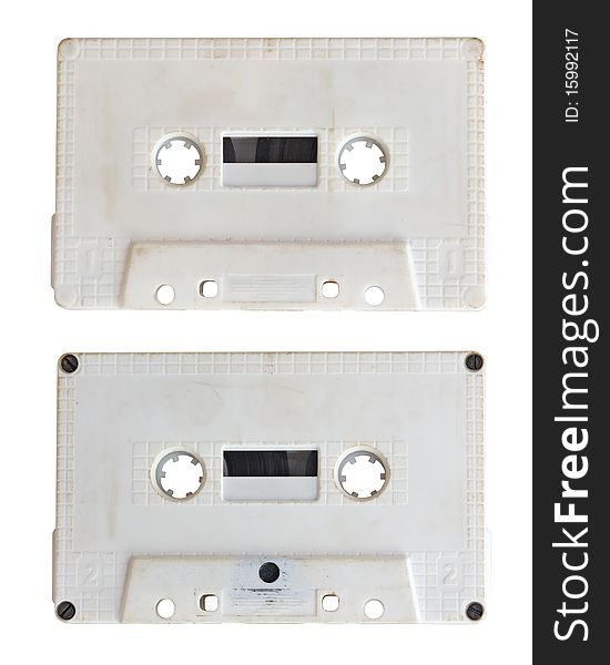 Audio cassette isolated on white background. side A and B