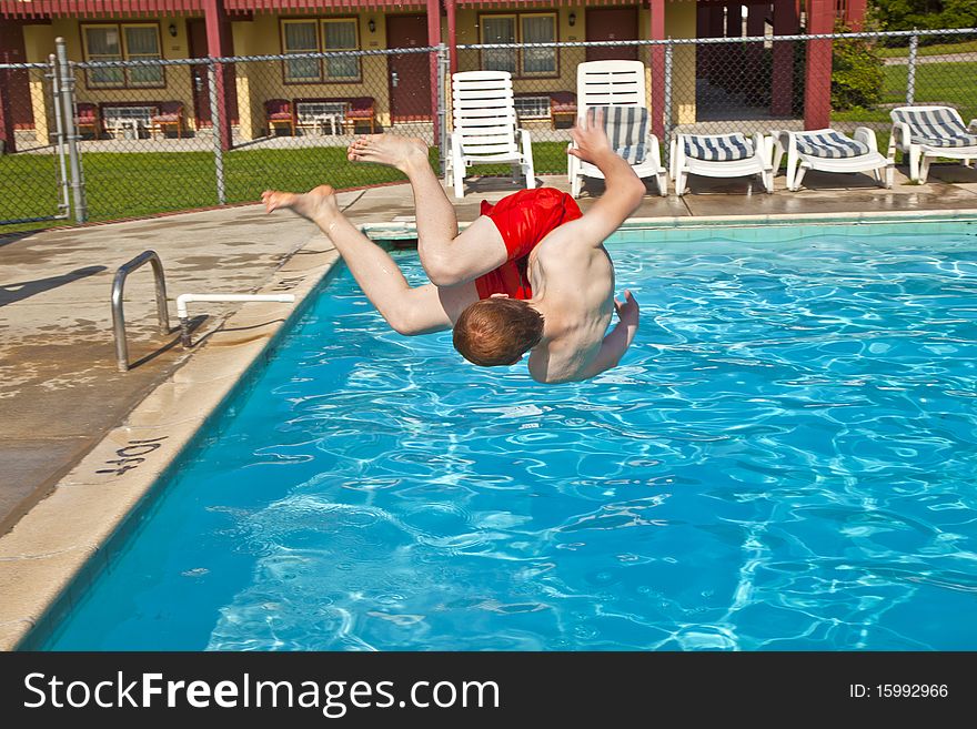 Child Has Fun In The Pool