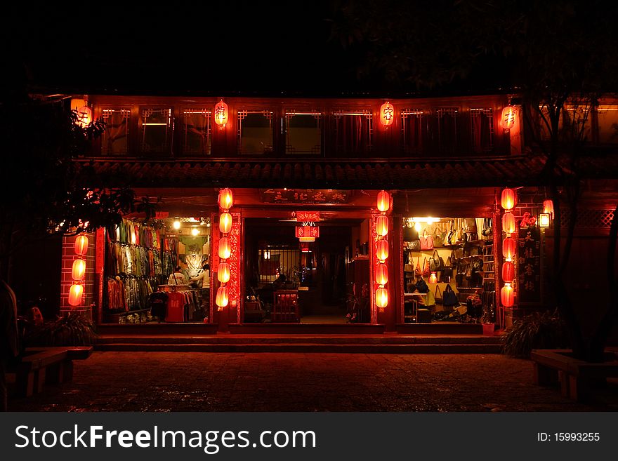 Night scene in Dayan old town, Lijiang, China