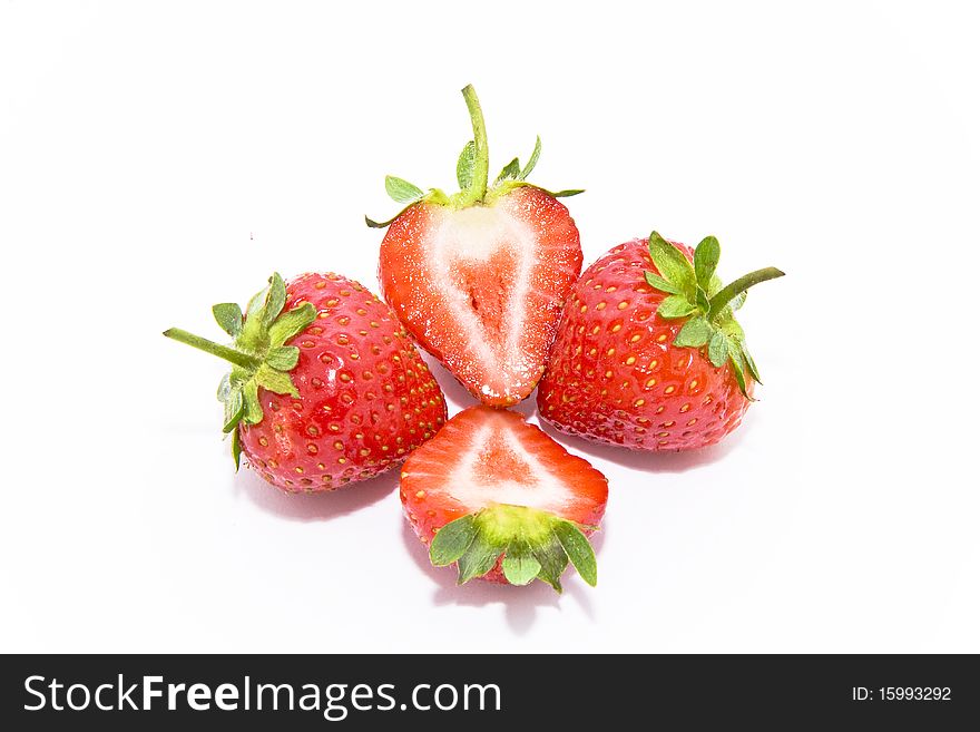 Fresh strawberries in white background