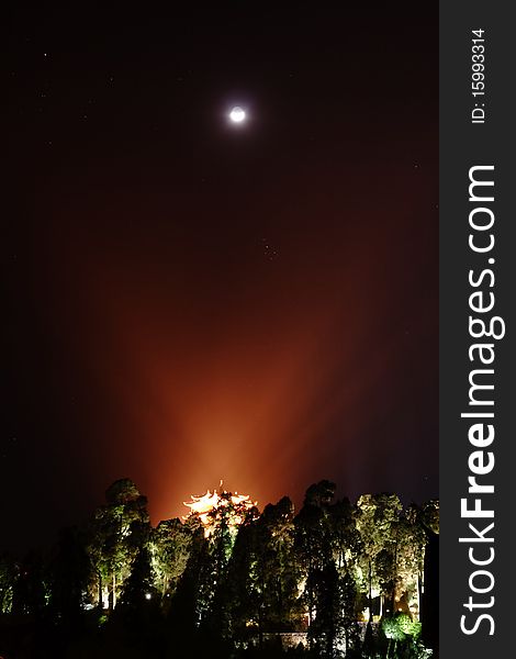 Night view of Lion Hill (Shi Zi Shan) from Dayan ancient town, Lijiang, China. Night view of Lion Hill (Shi Zi Shan) from Dayan ancient town, Lijiang, China