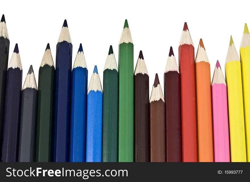 Set of color pencils isolated on the white. Set of color pencils isolated on the white