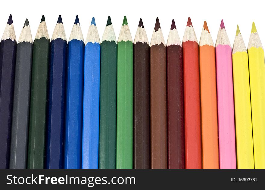 Set of color pencils isolated on the white. Set of color pencils isolated on the white