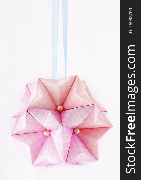 Origami kusudama paper-made ball isolated on white background