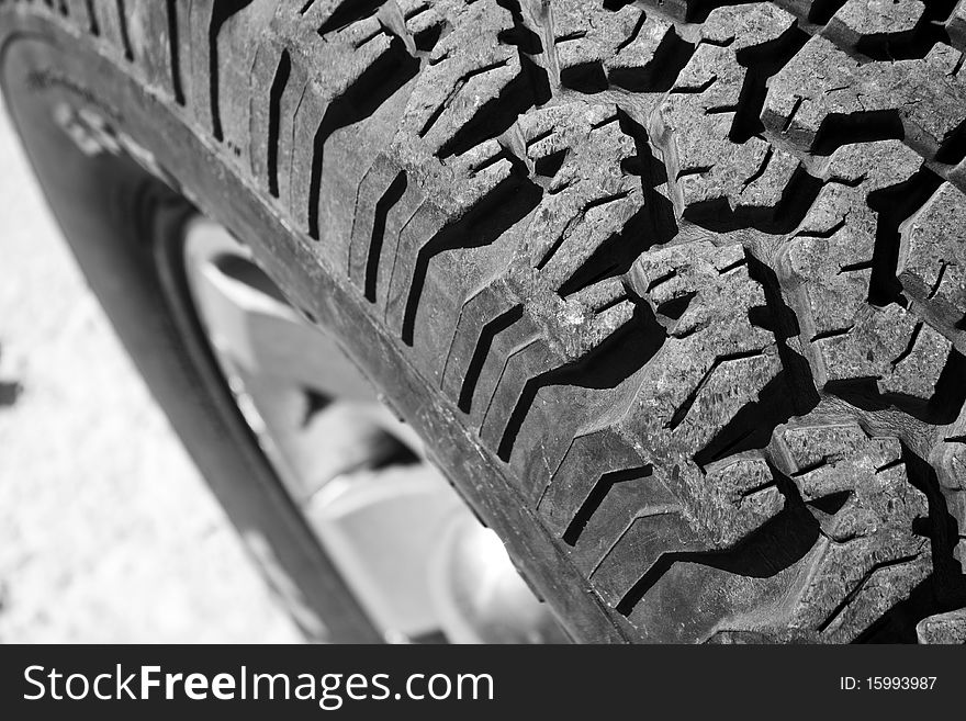 Gray scale truck wheel for texture or background