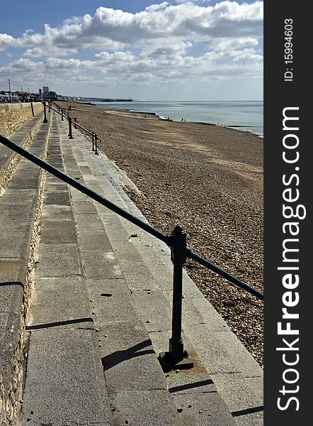 Concrete step leading to Brighton beach. Concrete step leading to Brighton beach