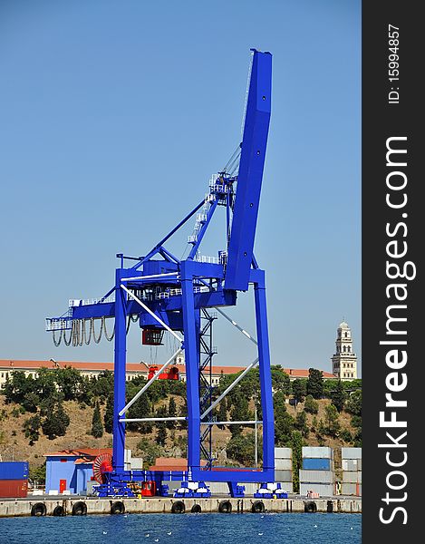 Details of a huge container terminal crane. Details of a huge container terminal crane