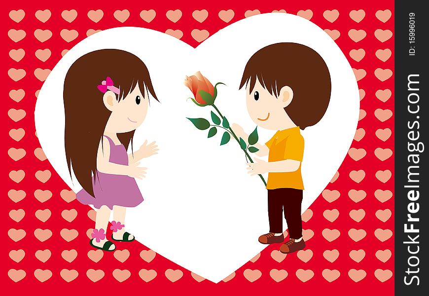 Girl boy and rose ï¼Œabout love card