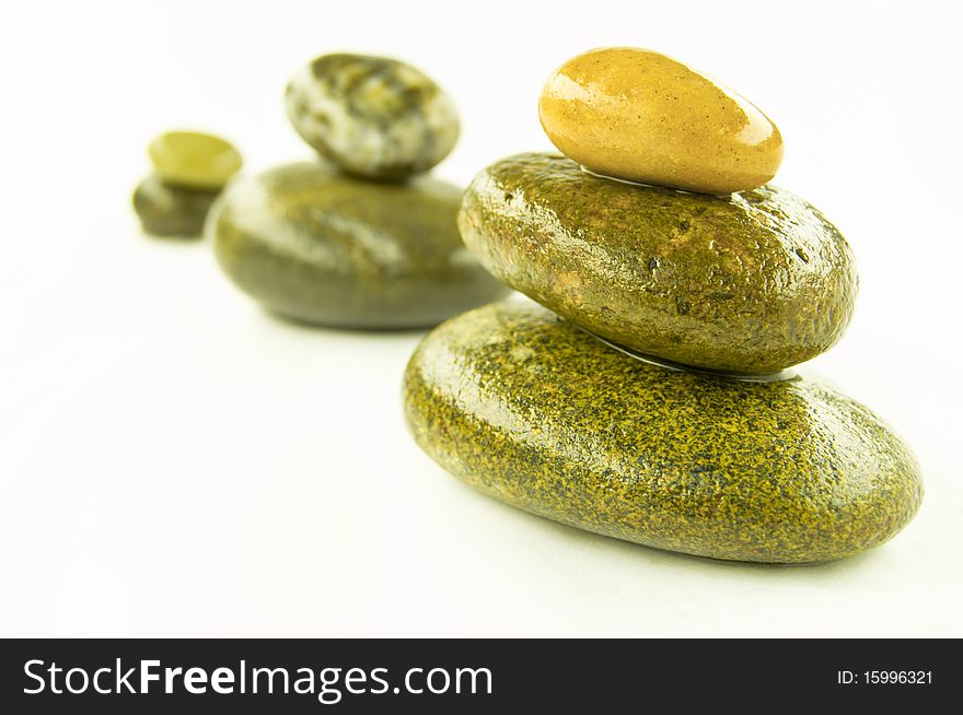 Zen stones on white background