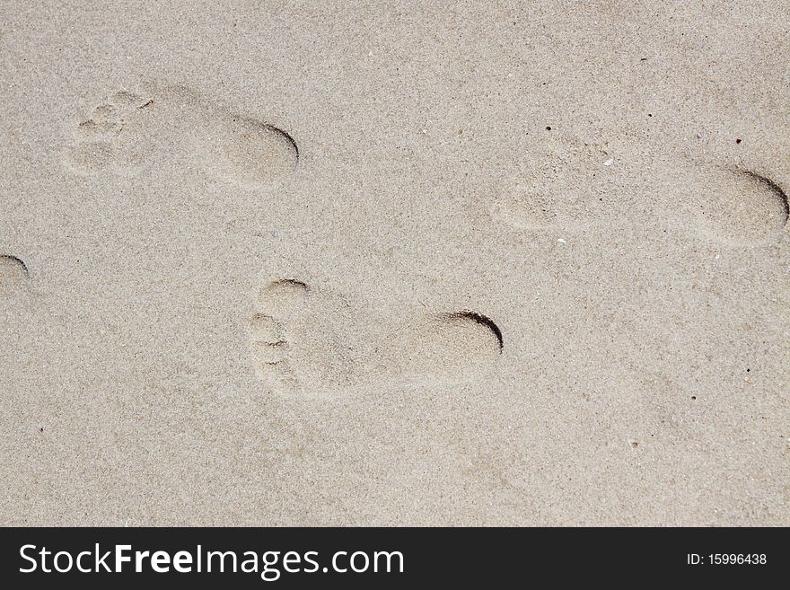 Feet marks on a ocean beach