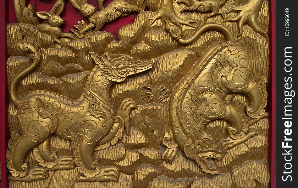 Details of thai traditional style in door background