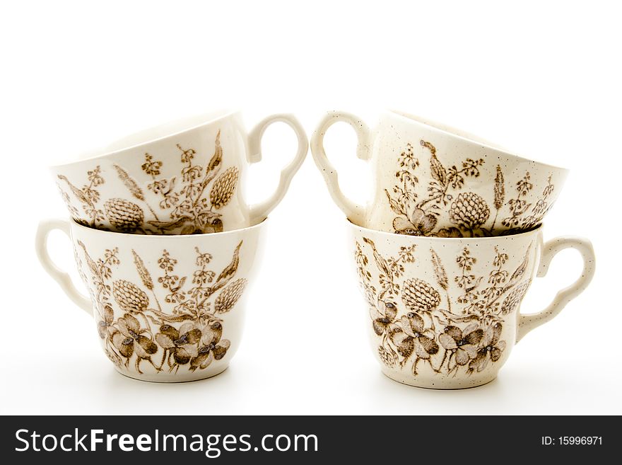 Coffee cups from ceramics with pattern