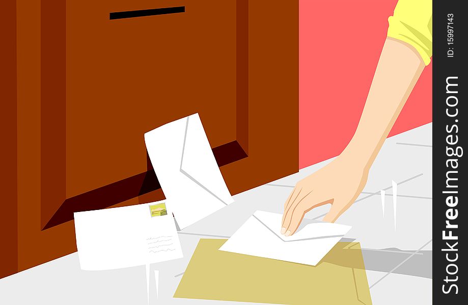 Stock illustration of a person picking up letters