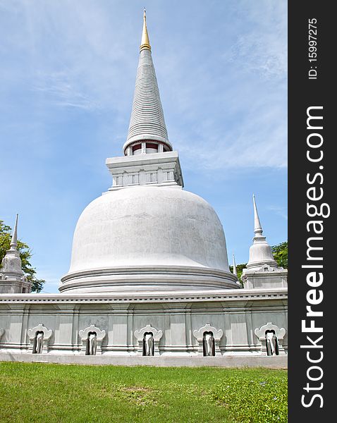 Thai pagoda background on blue sky