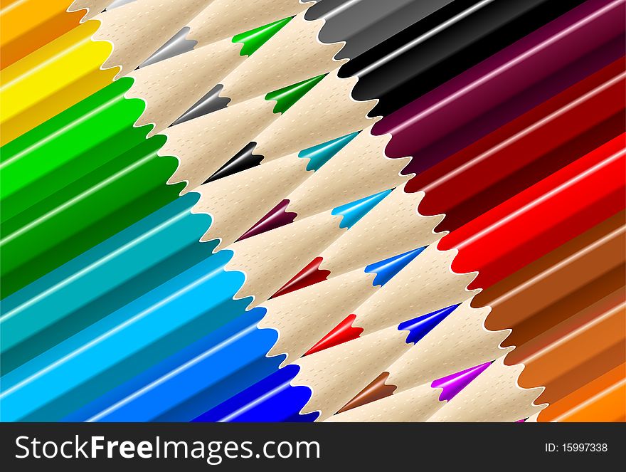 Varicolored color sharpened pencils background. Varicolored color sharpened pencils background.