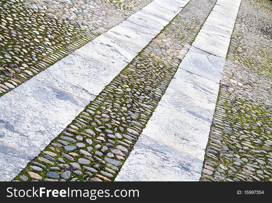 Road gravel and stone slabs. Road gravel and stone slabs