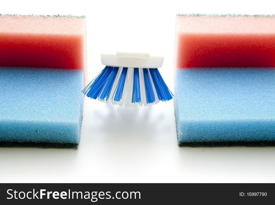 Washing-up brush with sponge for the budget. Washing-up brush with sponge for the budget