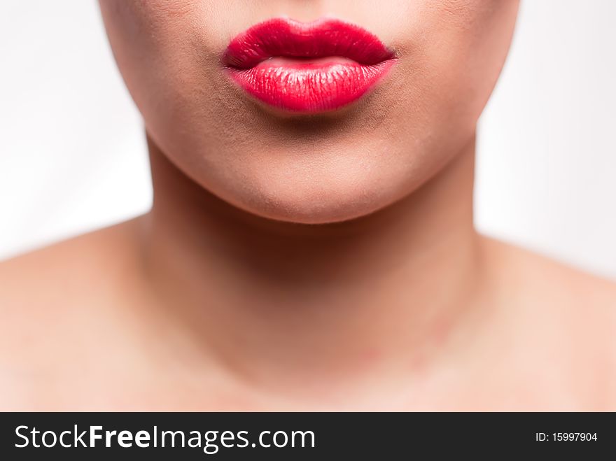 Mouth with red lips kissing. Mouth with red lips kissing